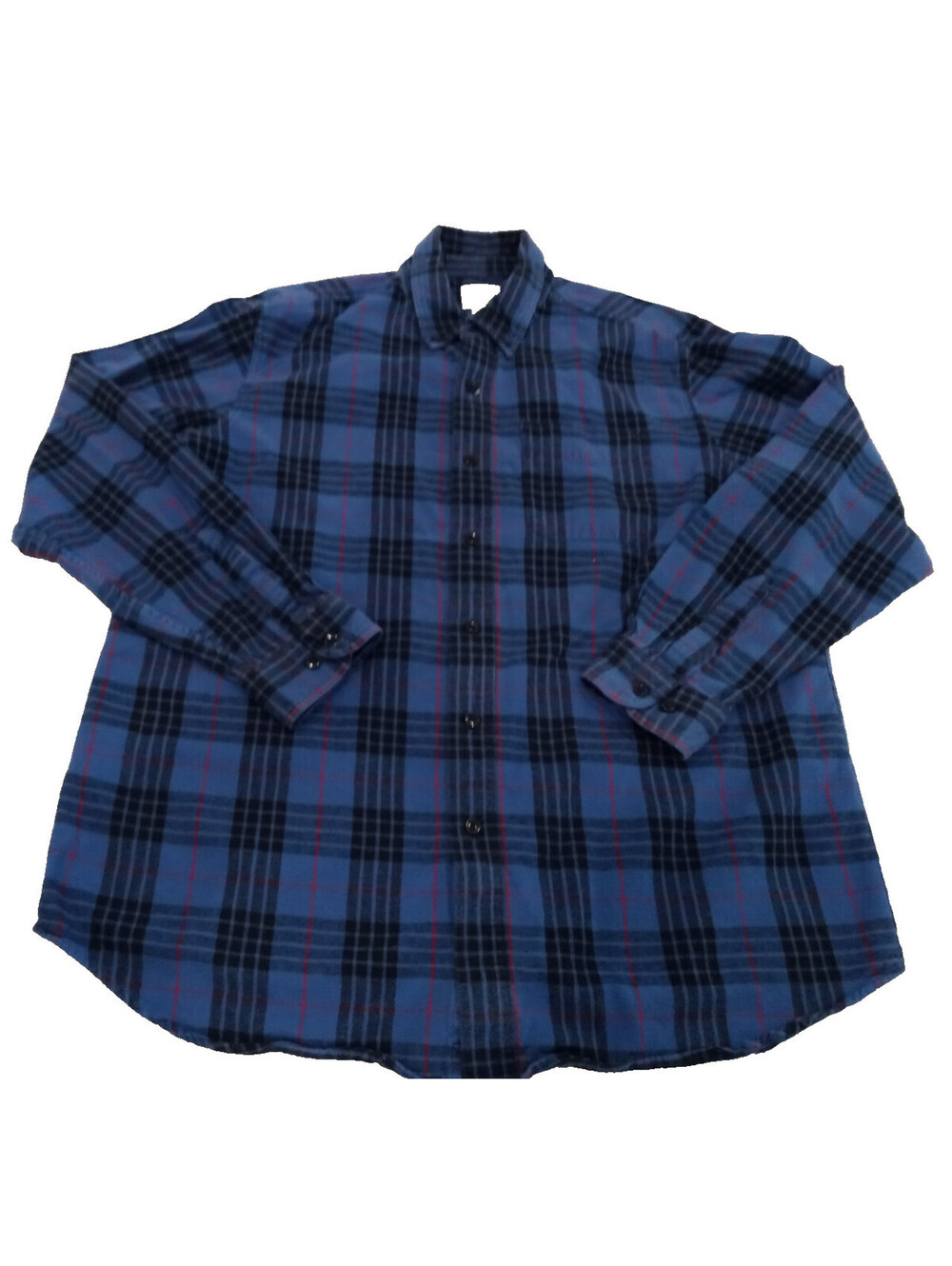 LL Bean Flannel Shirt Mens Large L Traditional Fit Red Blue Black Plaid Button
